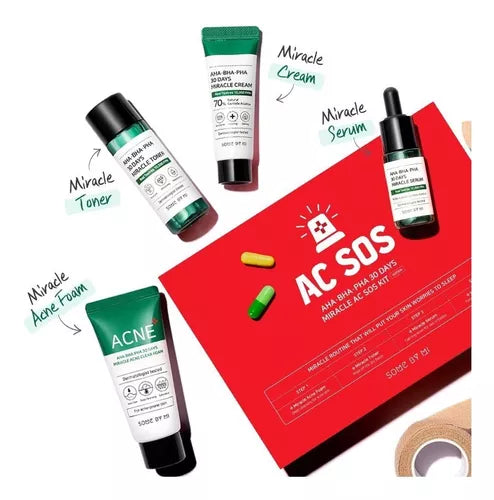 AHA BHA PHA 30 Days Miracle AC SOS Kit 4pzas | Kit Anti Acne - The Happy Face Co.